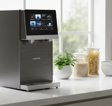 Naturally water dispenser on a kitchen counter 